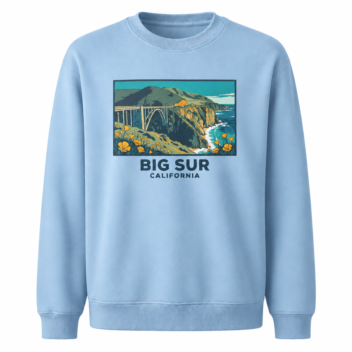 Big Sur California Bridge Poppy Landscape Sweatshirt