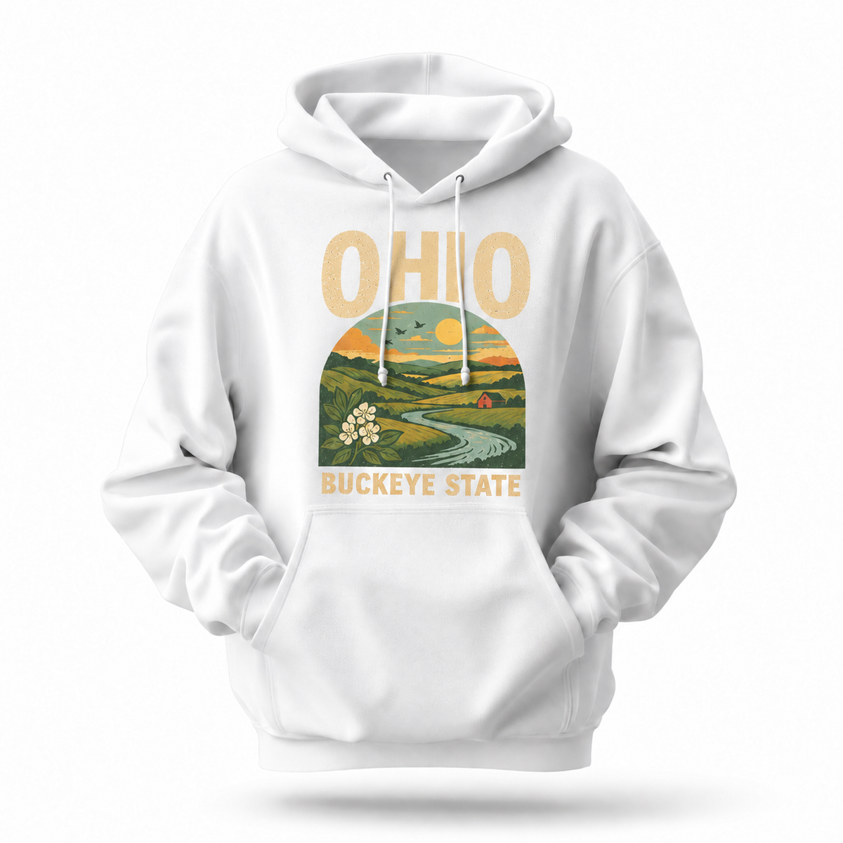 Ohio Buckeye State Countryside Barn Sunset Hoodie