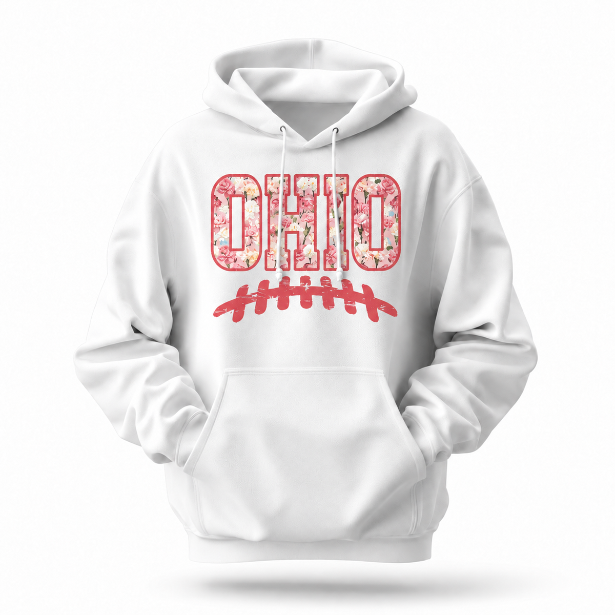 Ohio Carnation Floral Football Laces Game Day Hoodie