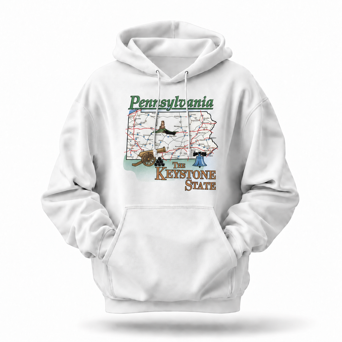 Pennsylvania Keystone State Retro Road Map Souvenir Hoodie