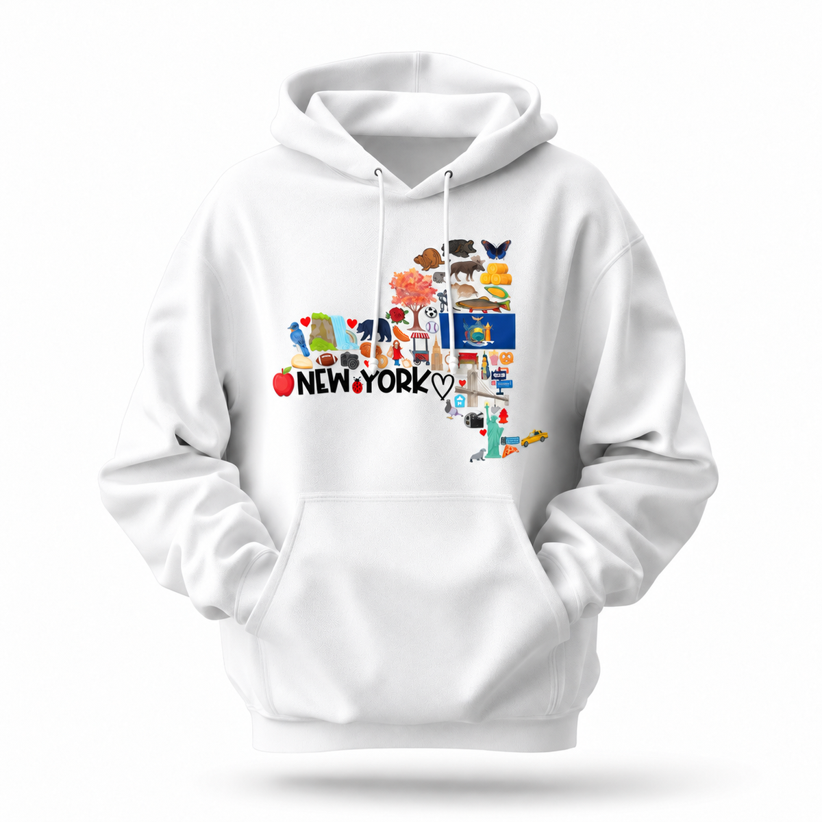New York State Map Icons Collage Hoodie