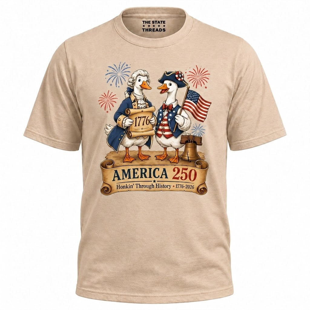 America 250 Honkin Through History Founding Goose Shirt