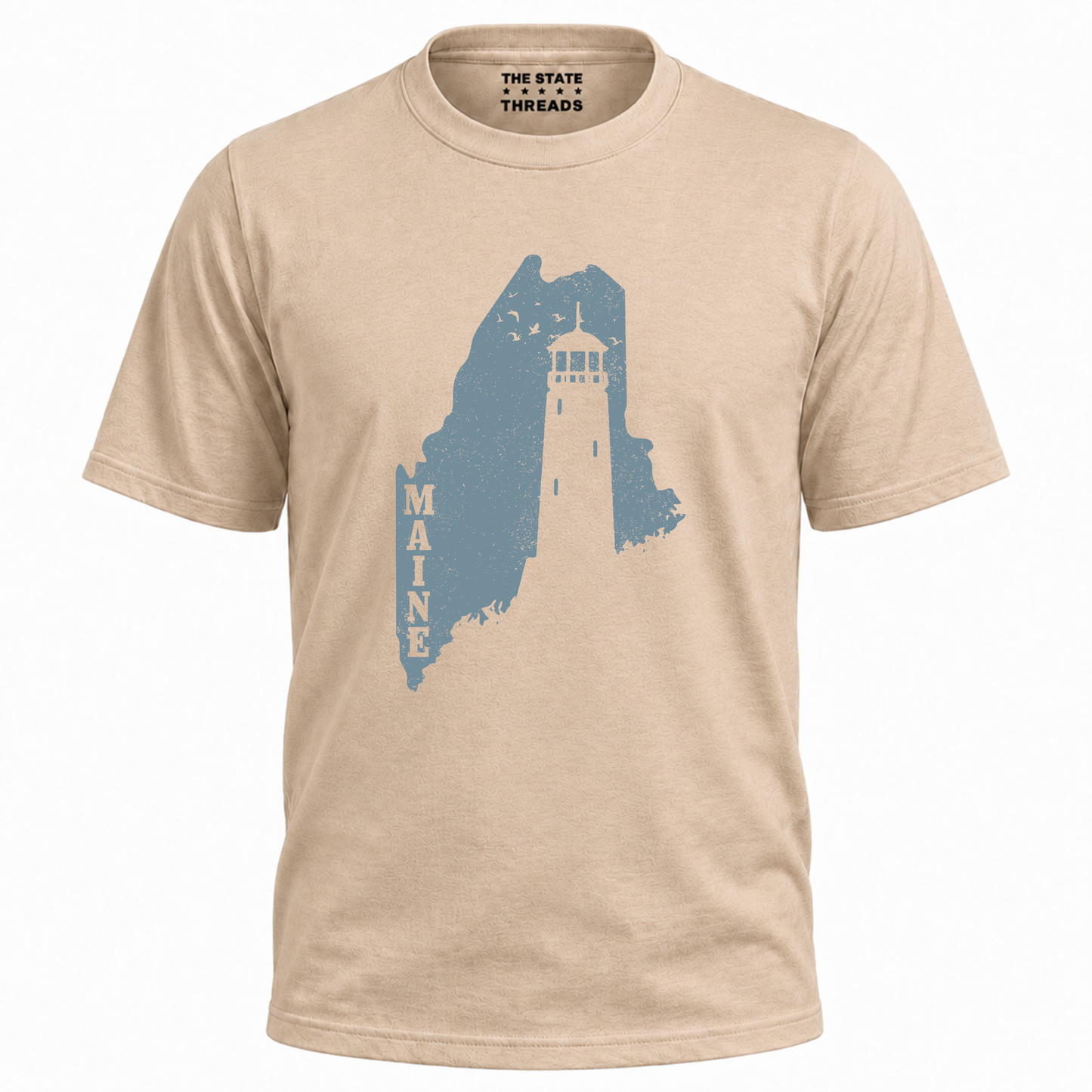 Maine Vintage Coastal Lighthouse Distressed Graphic Shirt