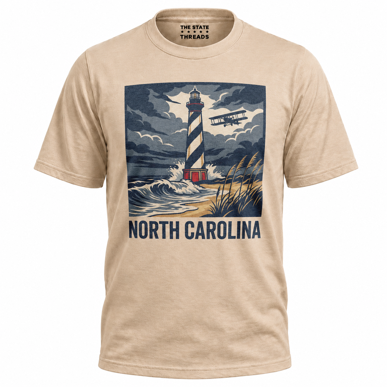 North Carolina Lighthouse Biplane Vintage Coastal Shirt
