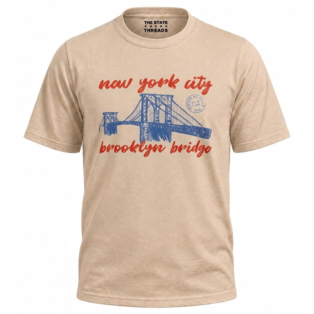 New York City Brooklyn Bridge Vintage Postcard Shirt
