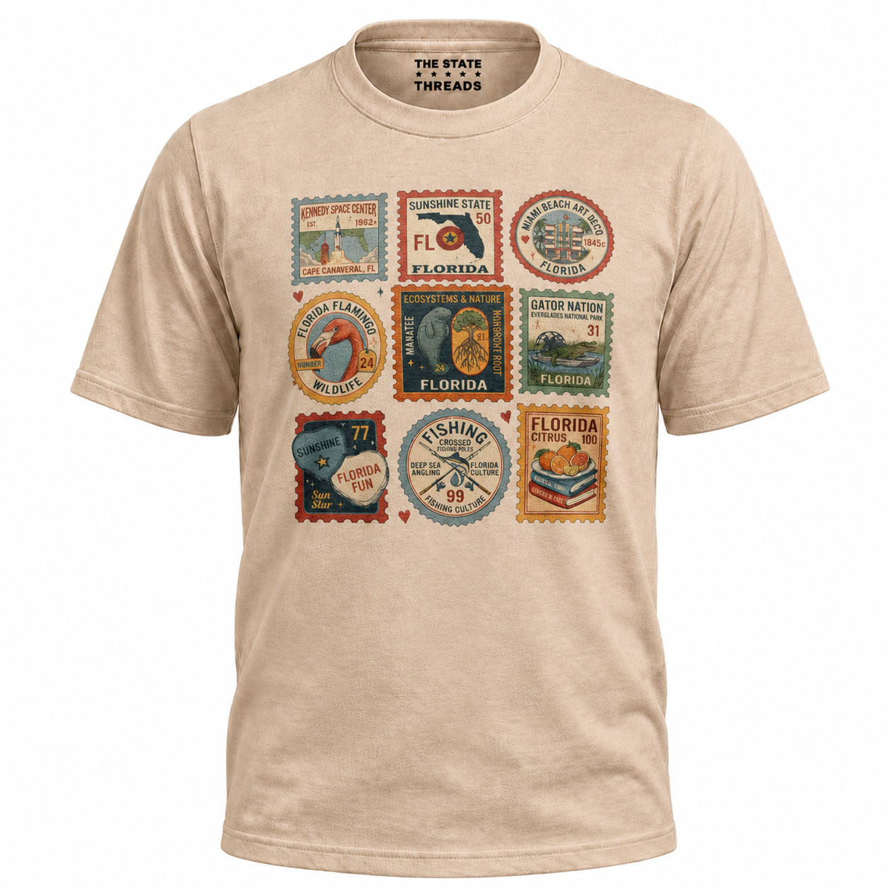 Florida Vintage Stamp Collage Sunshine State Travel Shirt