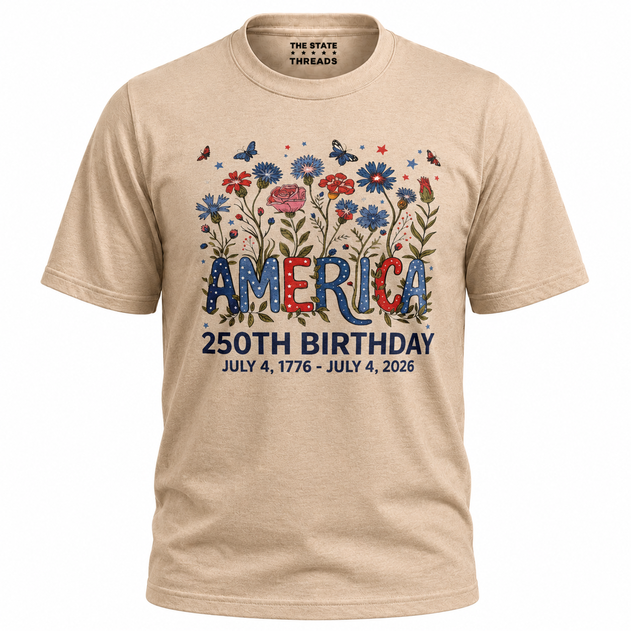 America 250 Floral Birthday Shirt