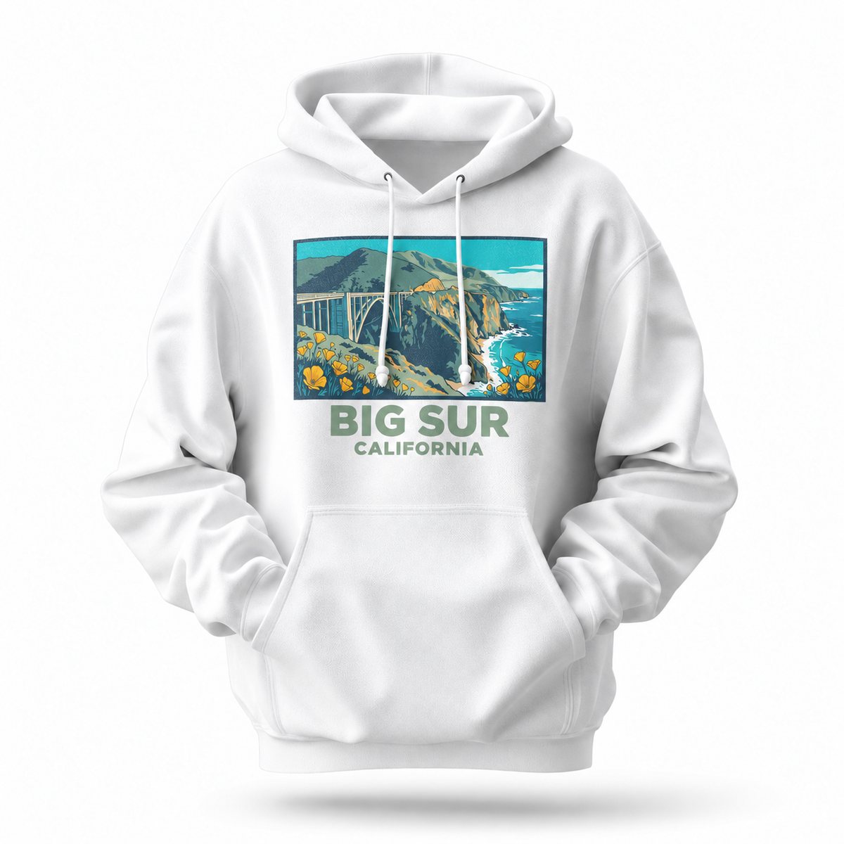 Big Sur California Bixby Bridge Poppy Coast Hoodie