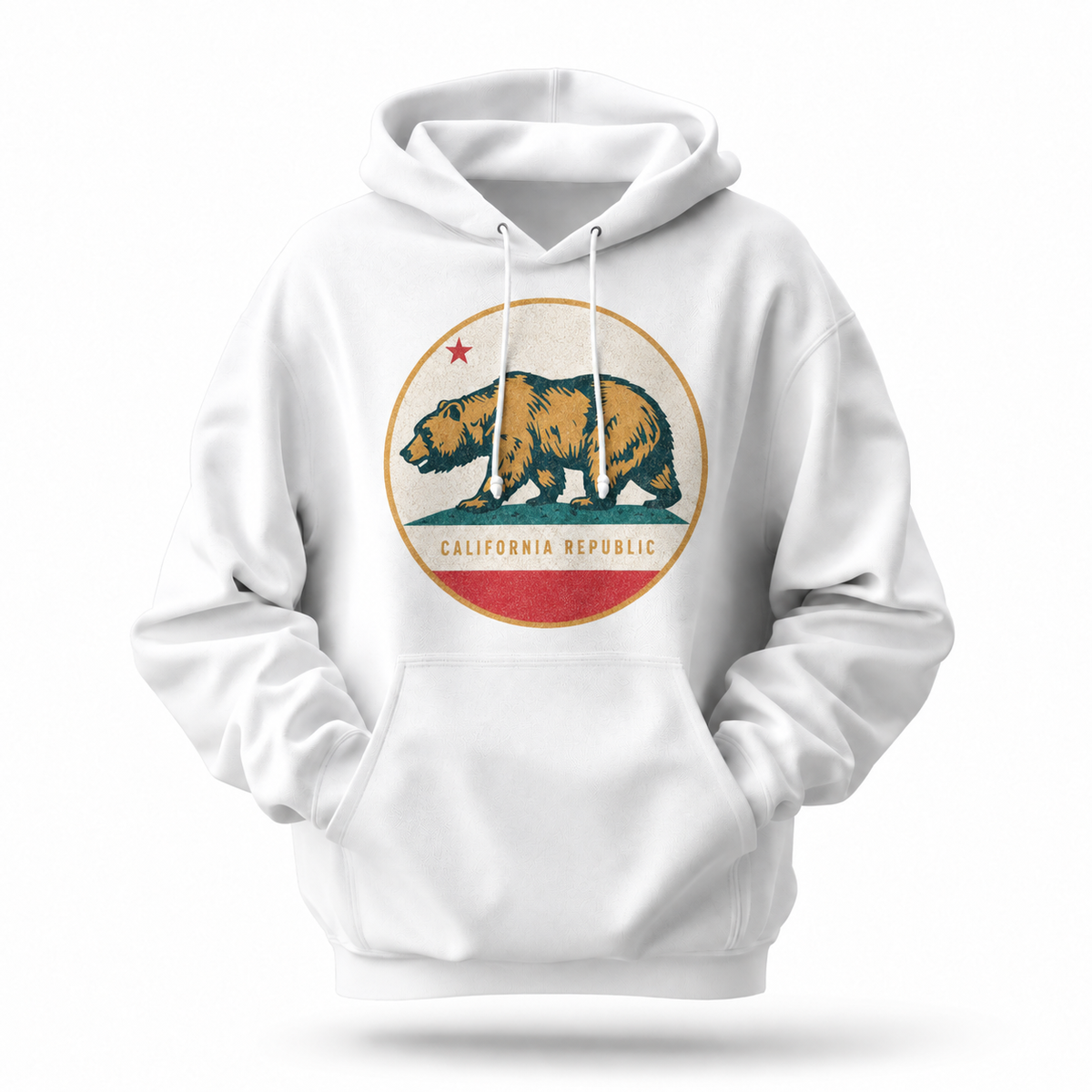 California Republic Bear Flag Vintage Circle Hoodie