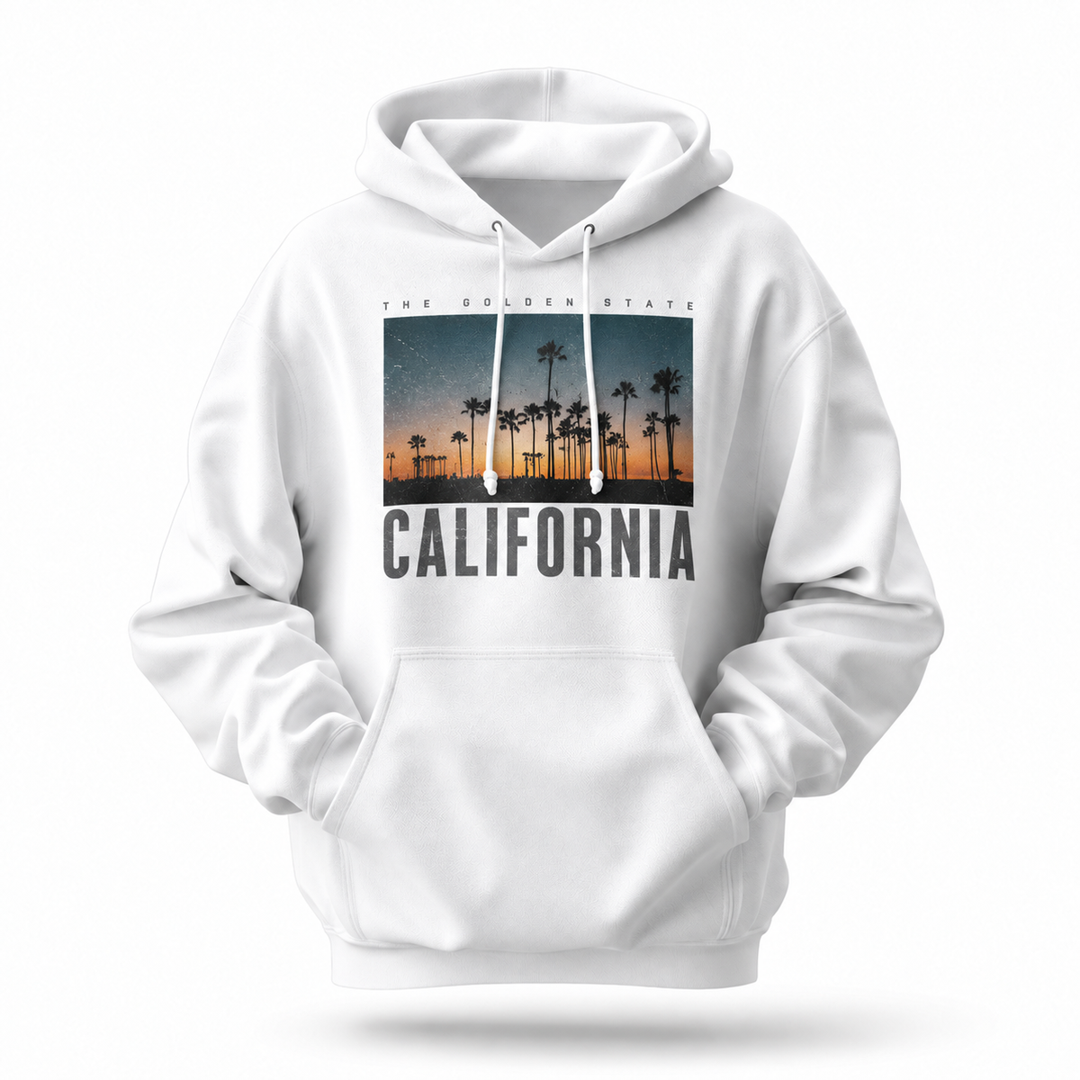California Golden State Palm Tree Sunset Photo Hoodie