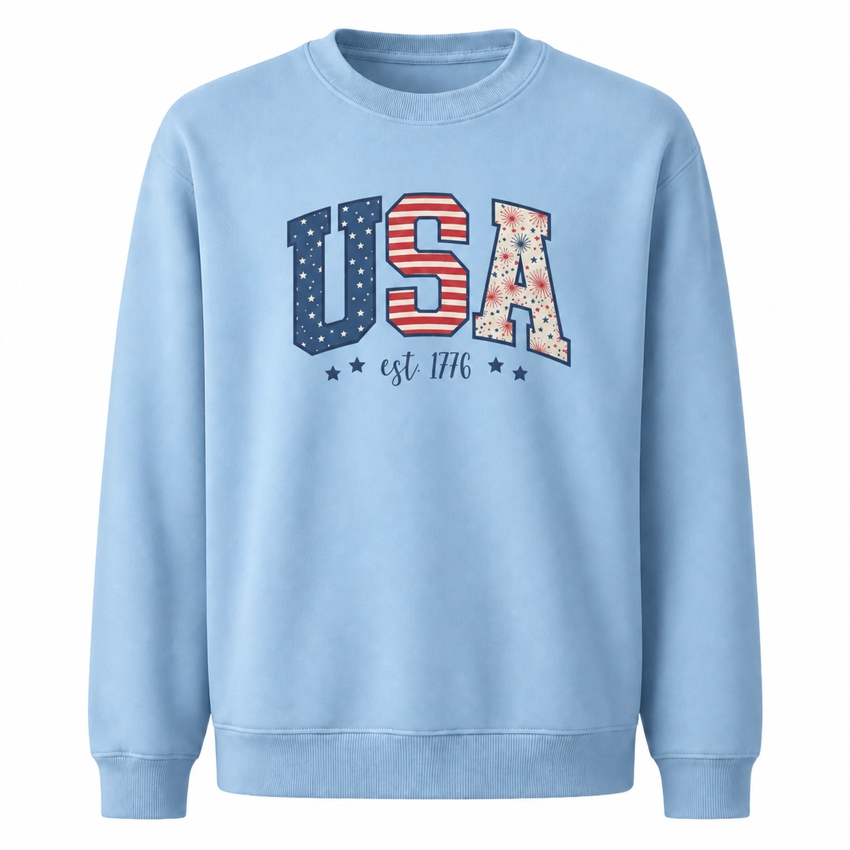 USA Est. 1776 Patriotic Block Letters Sweatshirt