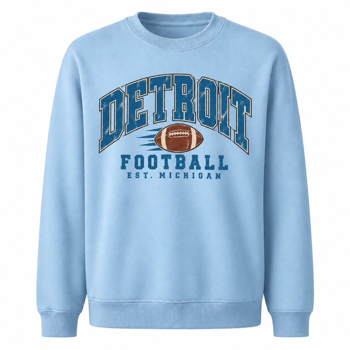 Detroit Football Retro Vintage Gameday Tailgate Sweatshirt - Light Blue