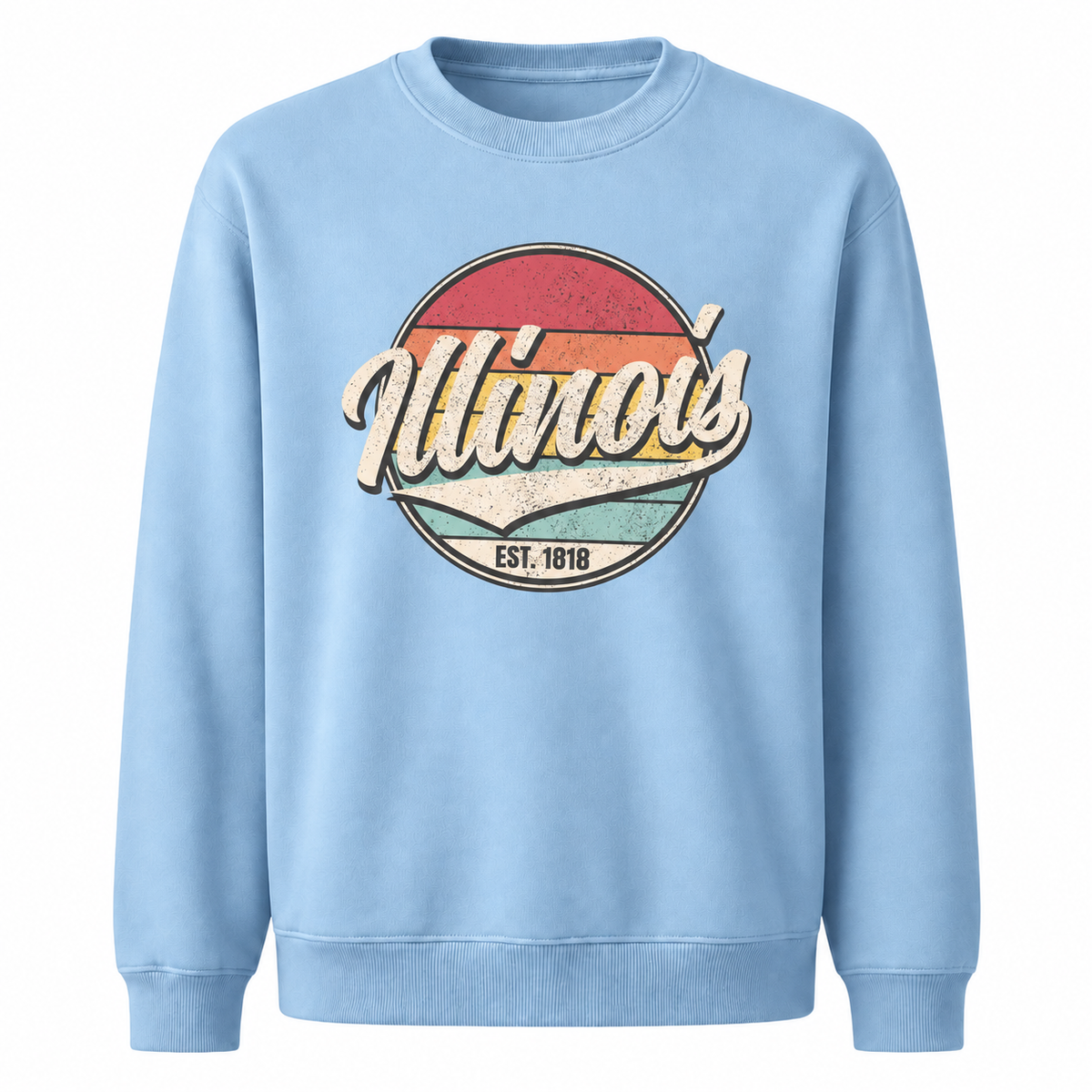 Illinois Prairie State Vintage Heritage Emblem Sweatshirt - Light Blue