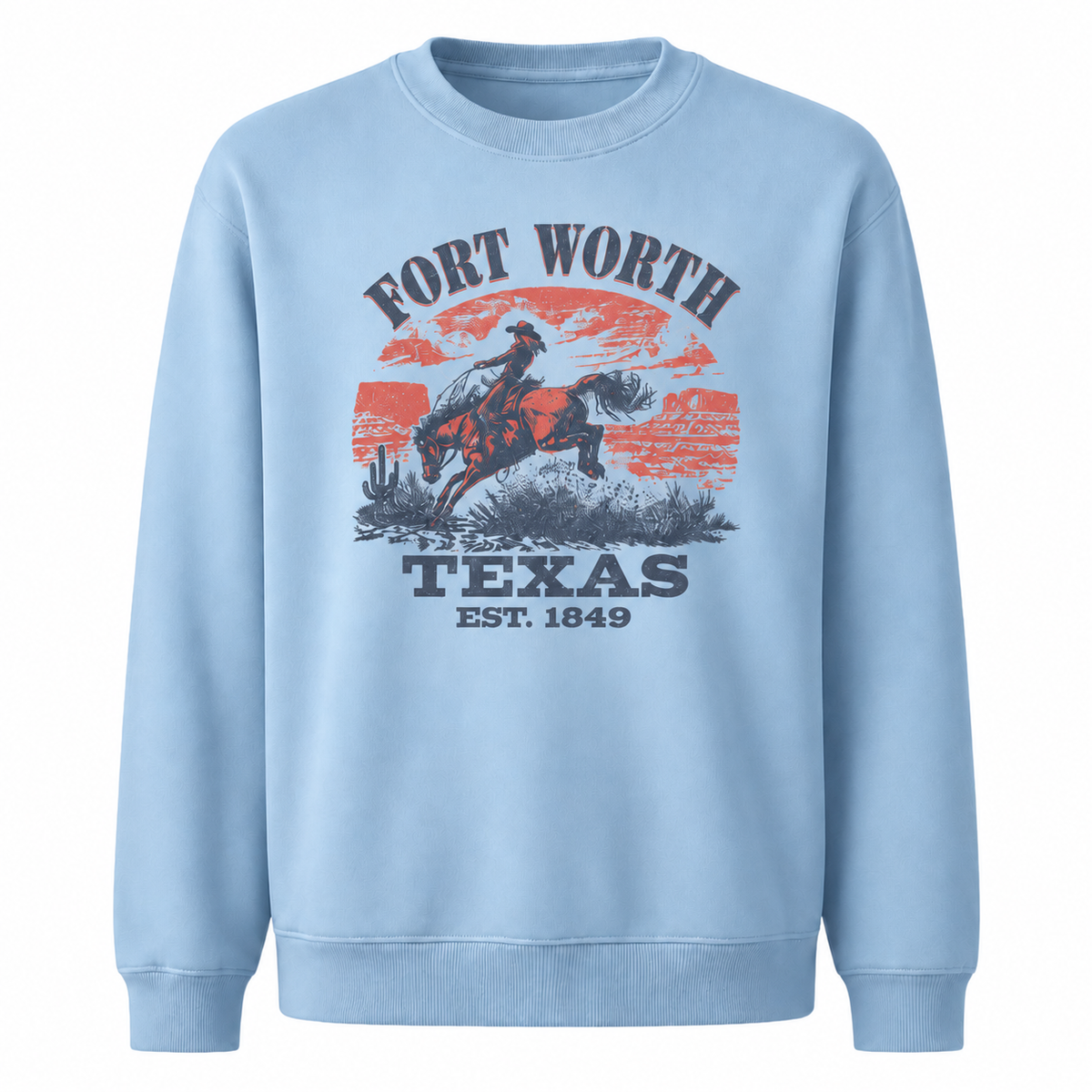 Fort Worth Texas Rodeo Cowboy Vintage Heritage Sweatshirt - Light Blue