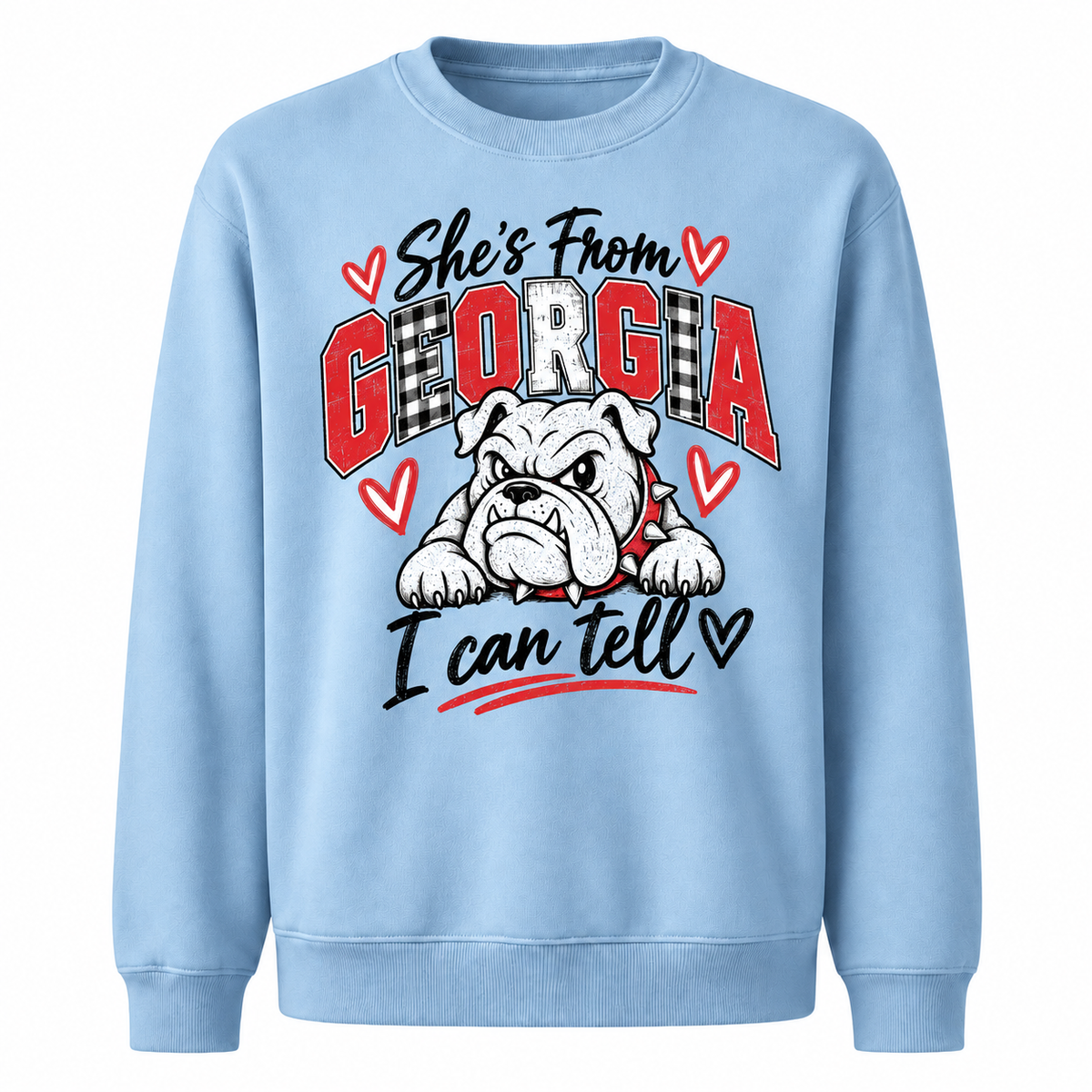 Georgia Bulldogs Mascot Red & Black Vintage Gameday Sweatshirt - Light Blue