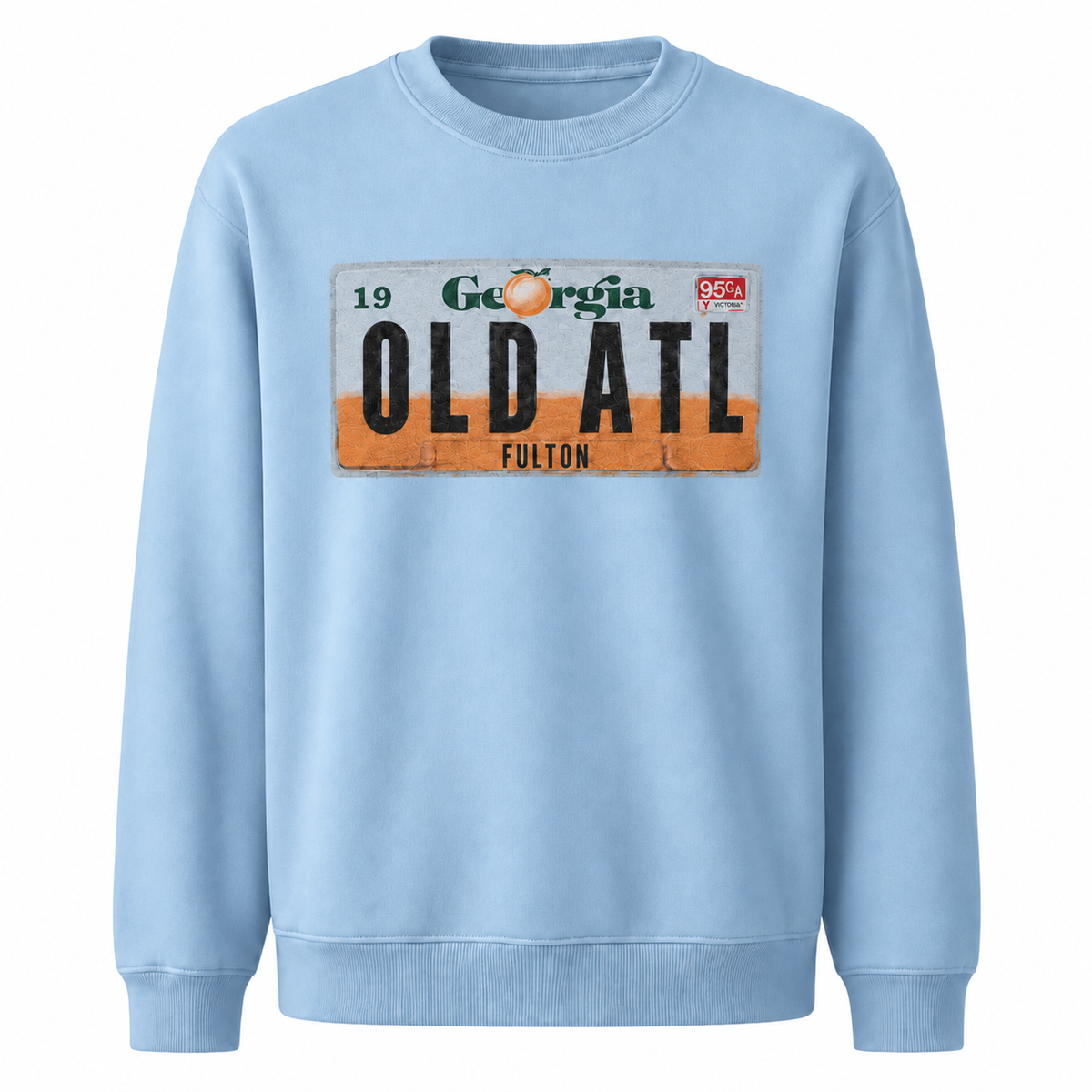 Old ATL Georgia Peach License Plate Vintage Sweatshirt - Light Blue