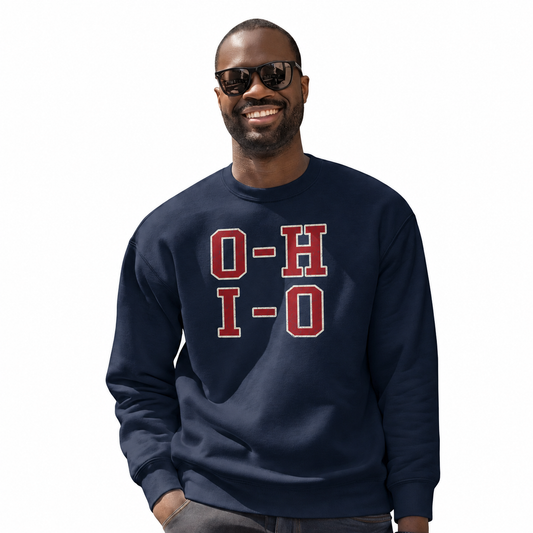 Ohio OH IO Collegiate Varsity Athletic Sweatshirt - Vintage State Pride Apparel Detail | The State Threads