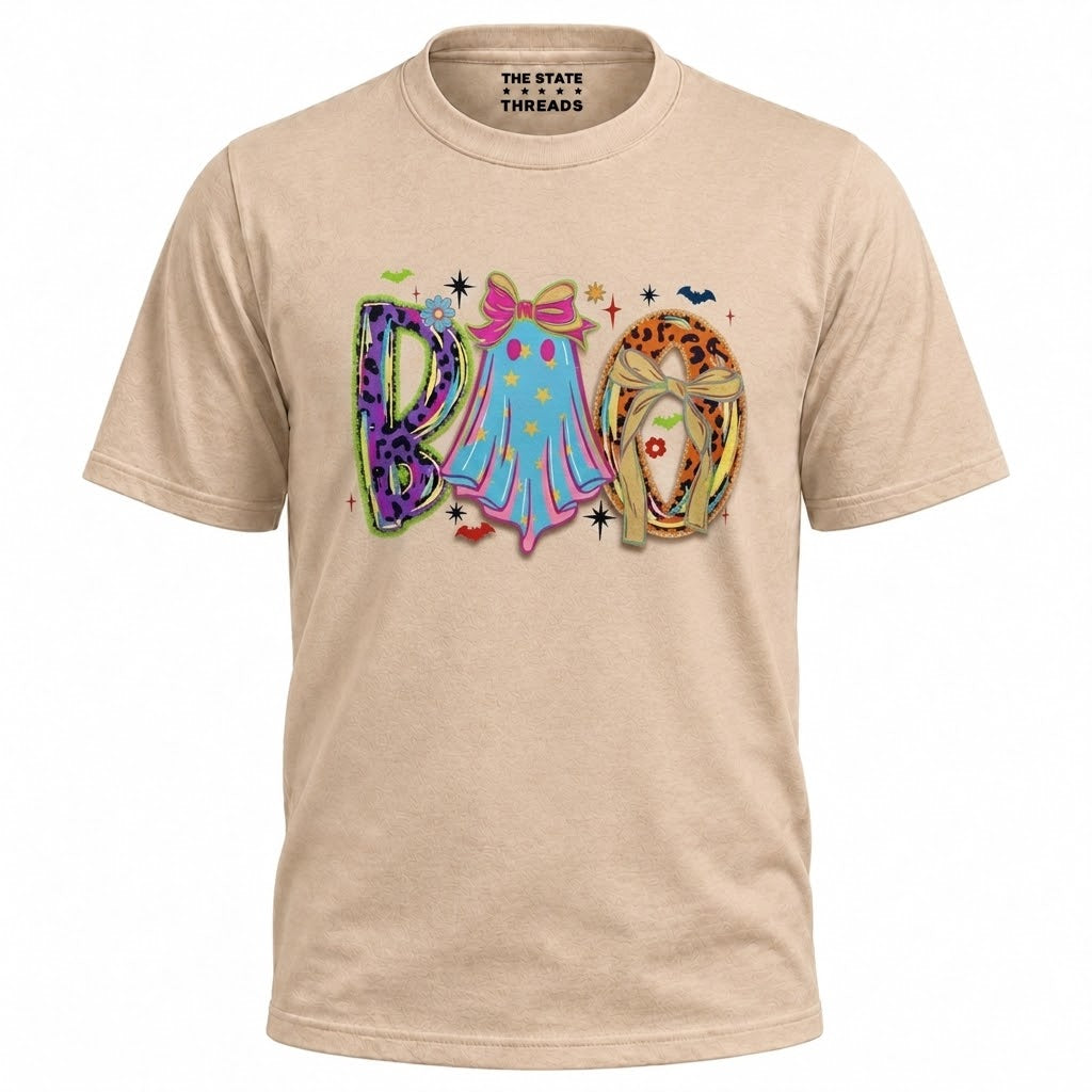 America Coquette Ghost Boo Neon Leopard Halloween Shirt