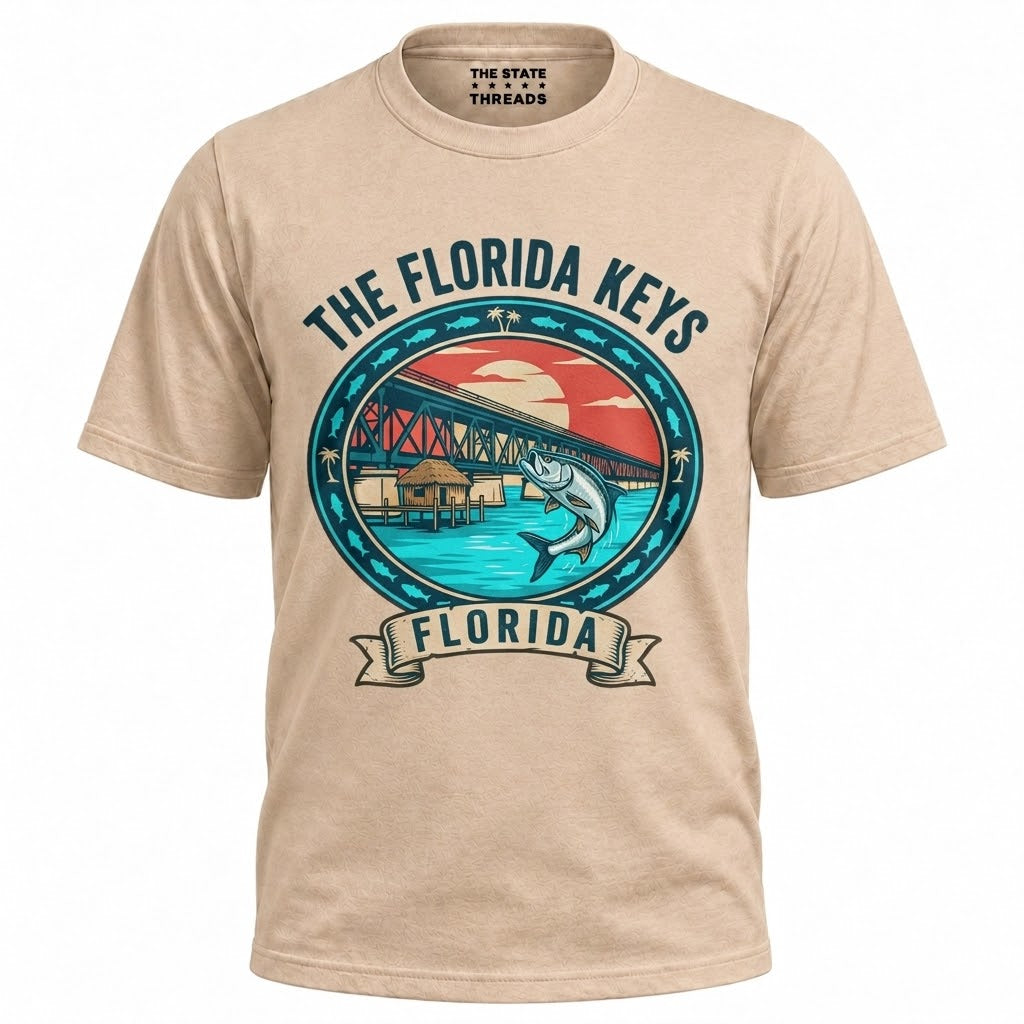The Florida Keys Tarpon Bridge Vintage Fishing Shirt