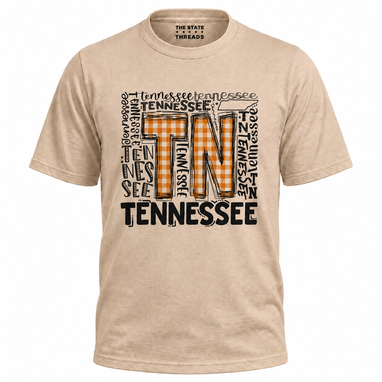 Tennessee Orange Checkerboard TN Typography Shirt