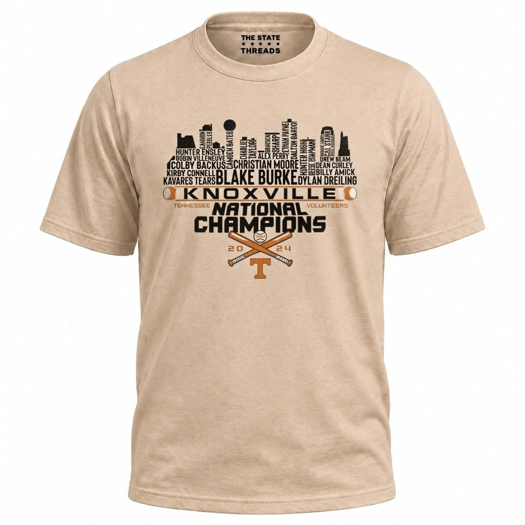 Tennessee Baseball 2024 National Champions Knoxville Skyline Shirt