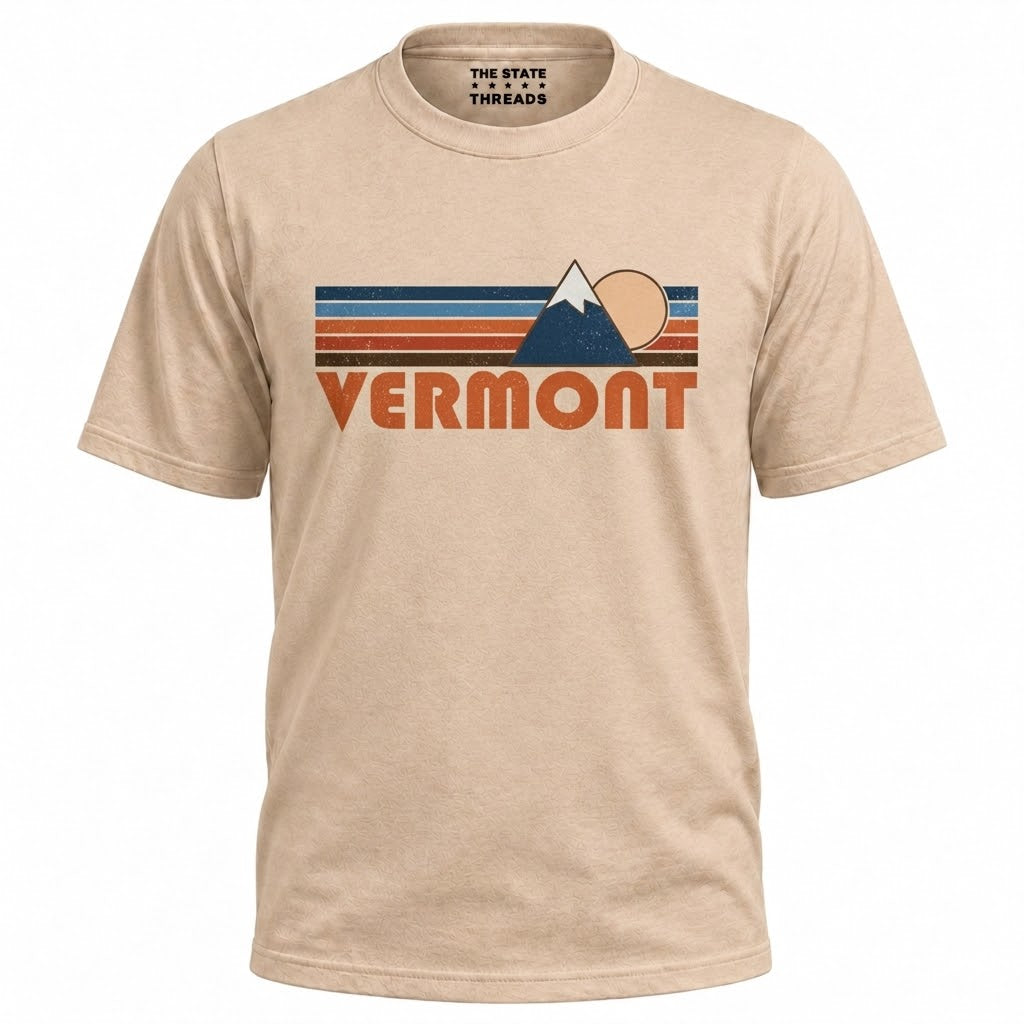 Vermont Green Mountain Retro Sunset Mountain Adventure Shirt