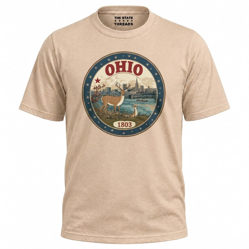 Ohio 1803 Wildlife Deer Scenic River Skyline Shirt