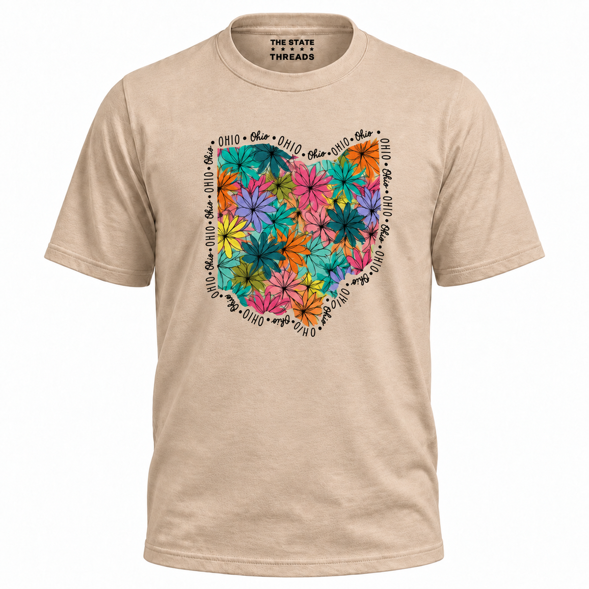 Ohio Floral State Outline Colorful Botanical Shirt