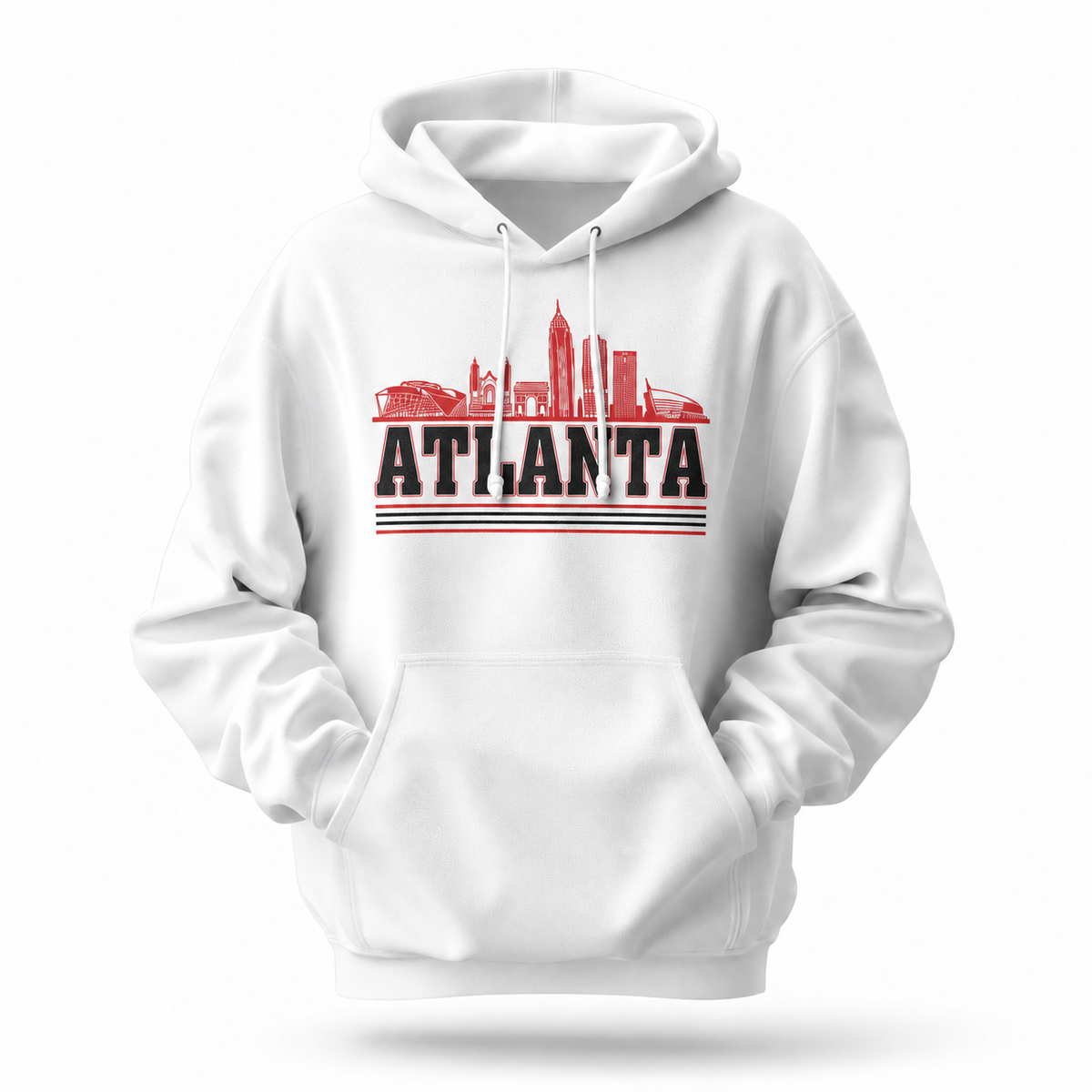 Georgia Atlanta Skyline Retro Red Hoodie