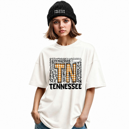 Tennessee Orange Checkerboard TN Typography Shirt