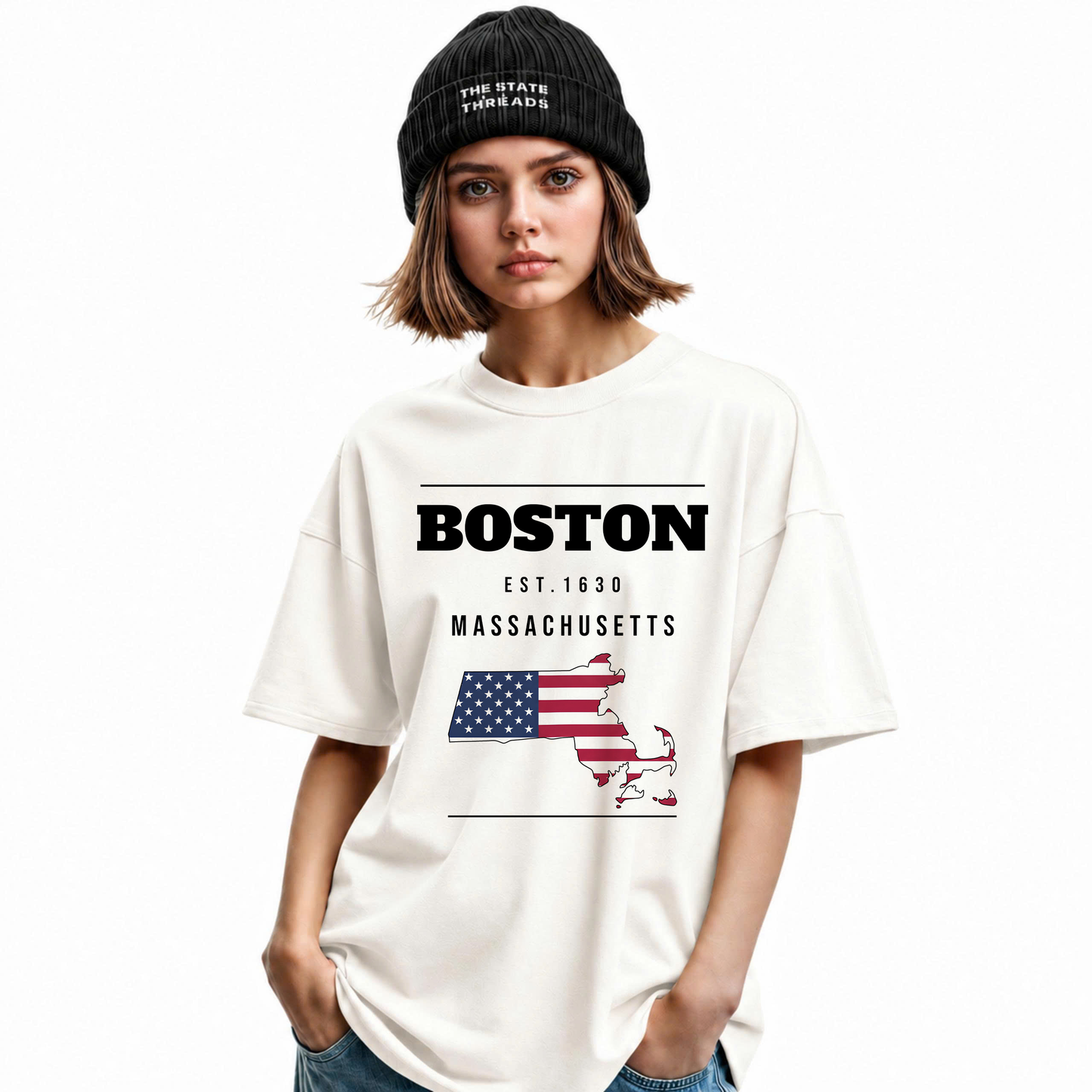Boston Massachusetts Flag Map State Pride Shirt