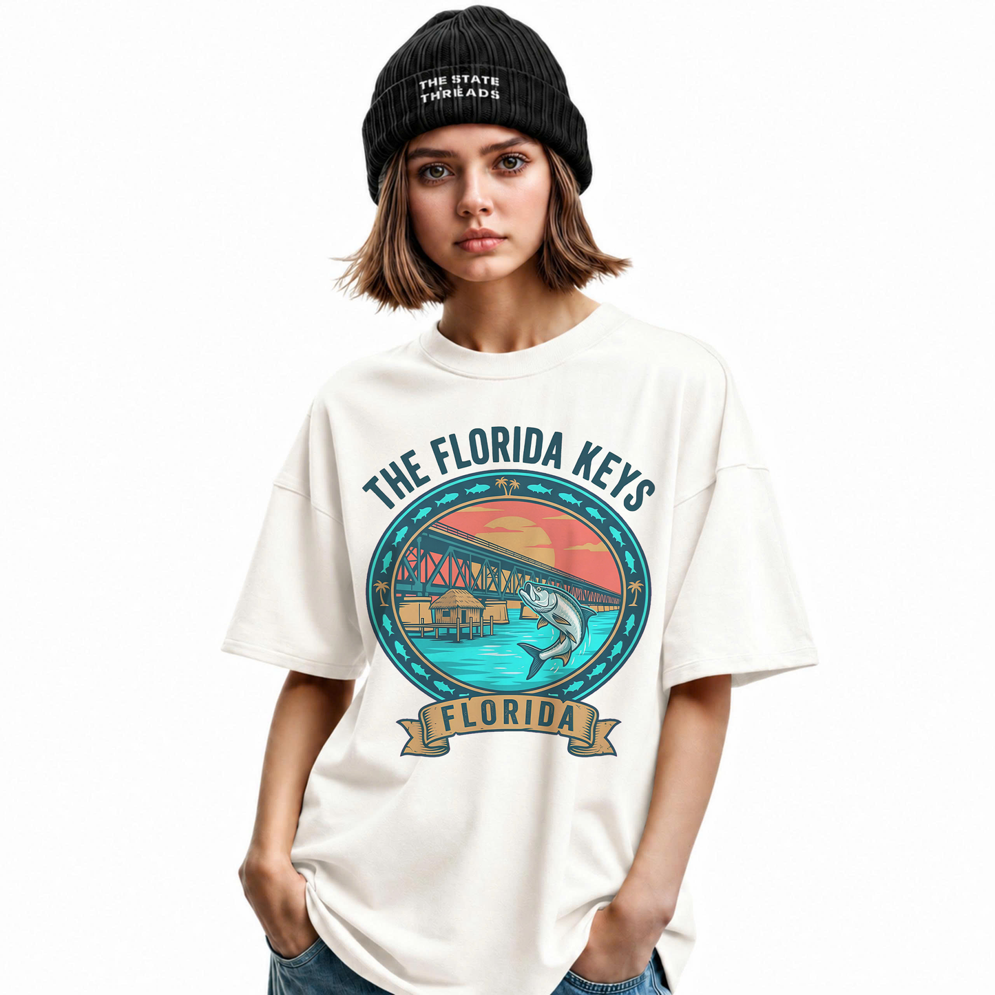 The Florida Keys Tarpon Bridge Vintage Fishing Shirt