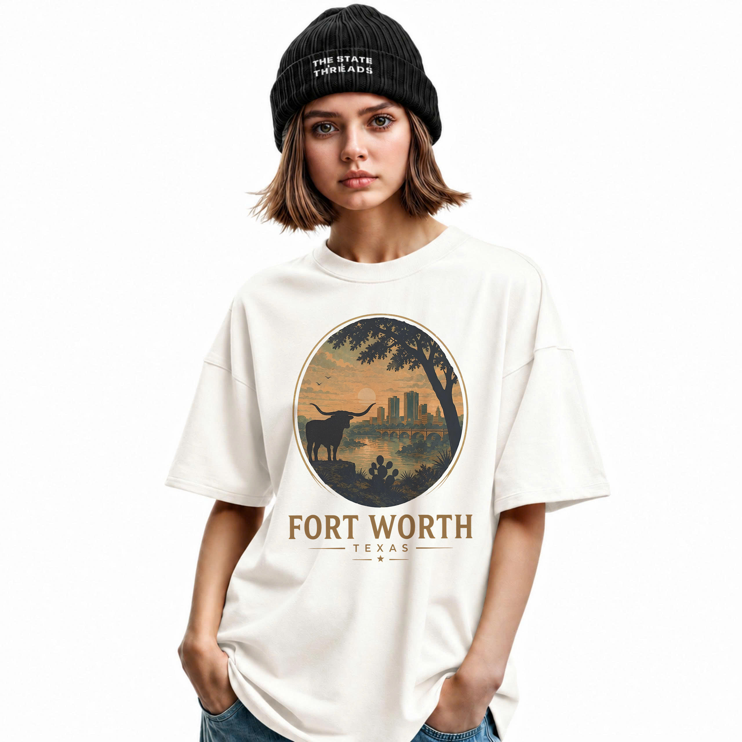 Fort Worth Texas Longhorn Skyline Western Shirt