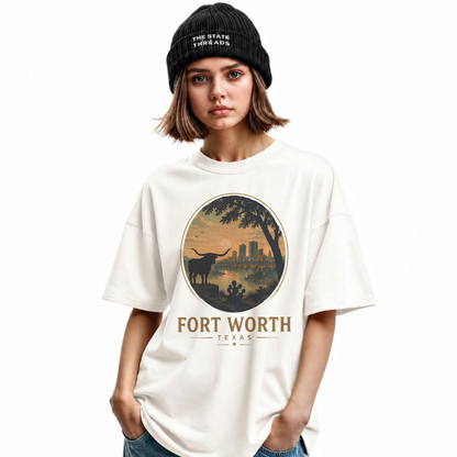 Fort Worth Texas Longhorn Skyline Western Shirt