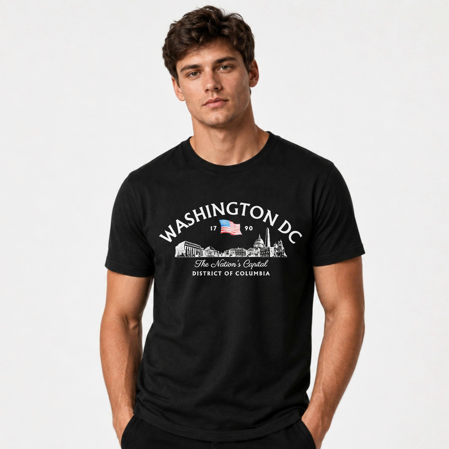 Washington DC Skyline American Flag Heritage Shirt