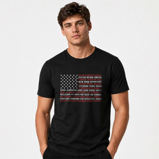 America 50 States Flag Retro Patriotic Shirt