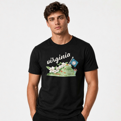 Virginia State Pride Floral Map Shirt
