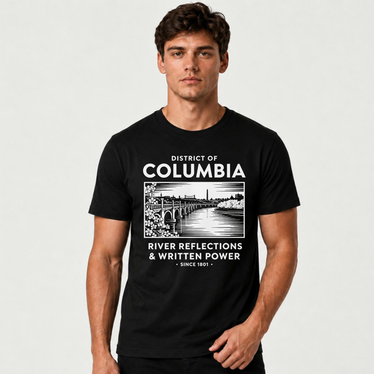 District of Columbia River Reflections Potomac Bridge Vintage Shirt