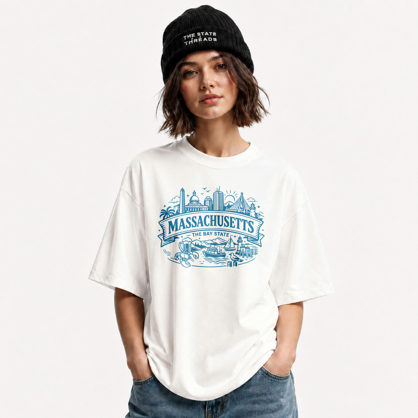Massachusetts Bay State Boston Skyline Coastal Travel Shirt