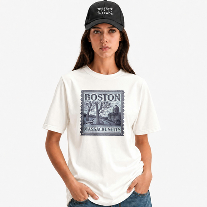 Boston Massachusetts Vintage Postal Stamp Aesthetic Heritage Shirt