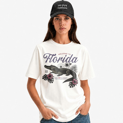Welcome to Florida Alligator Retro Floral Summer Shirt