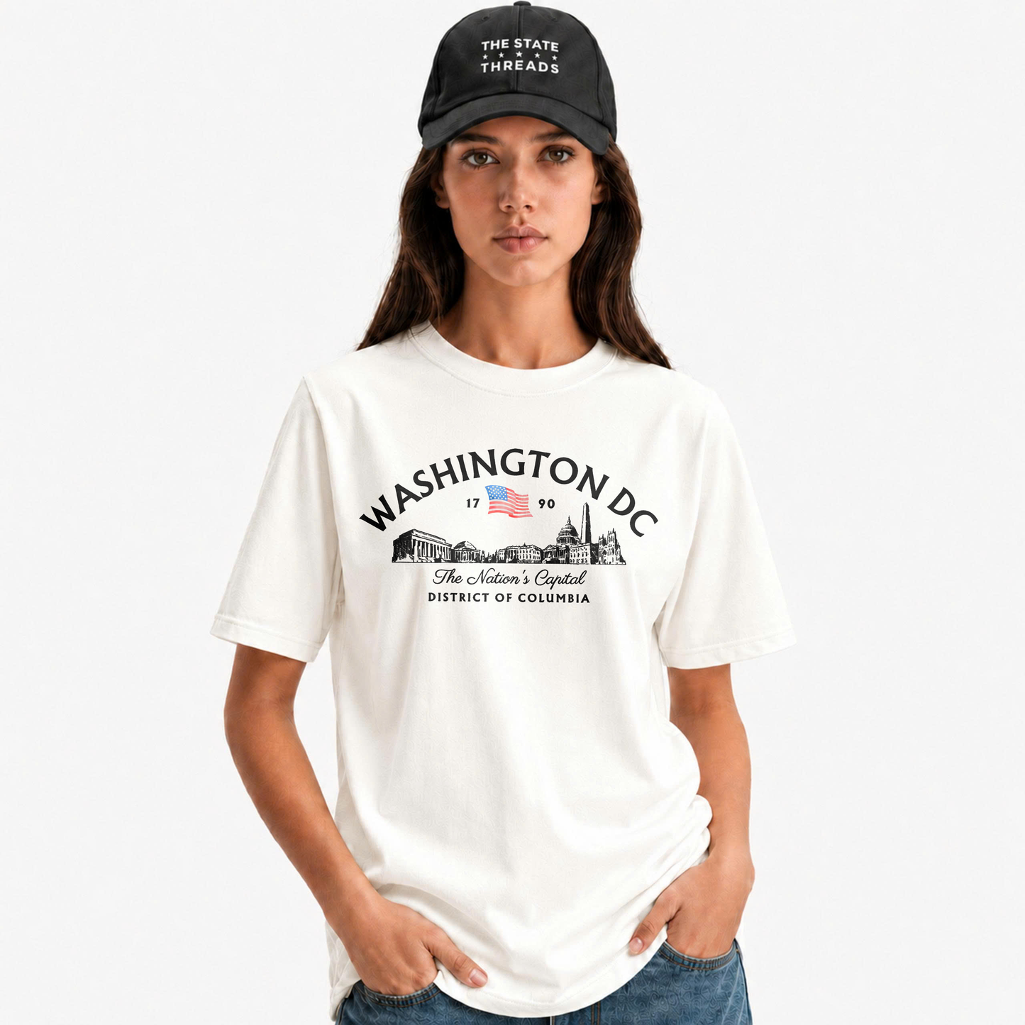 Washington DC Skyline American Flag Heritage Shirt