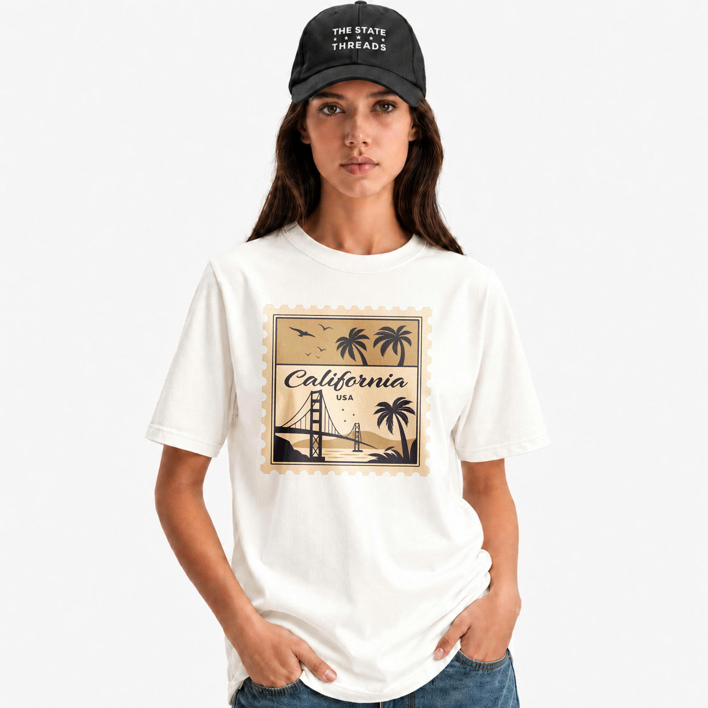 California Golden Gate Bridge Postage Stamp Retro Shirt
