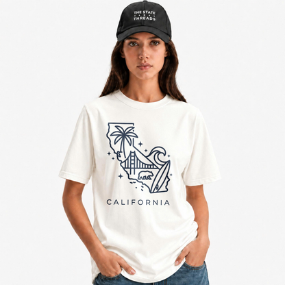 California State Map Minimalist Line Art Beach Shirt