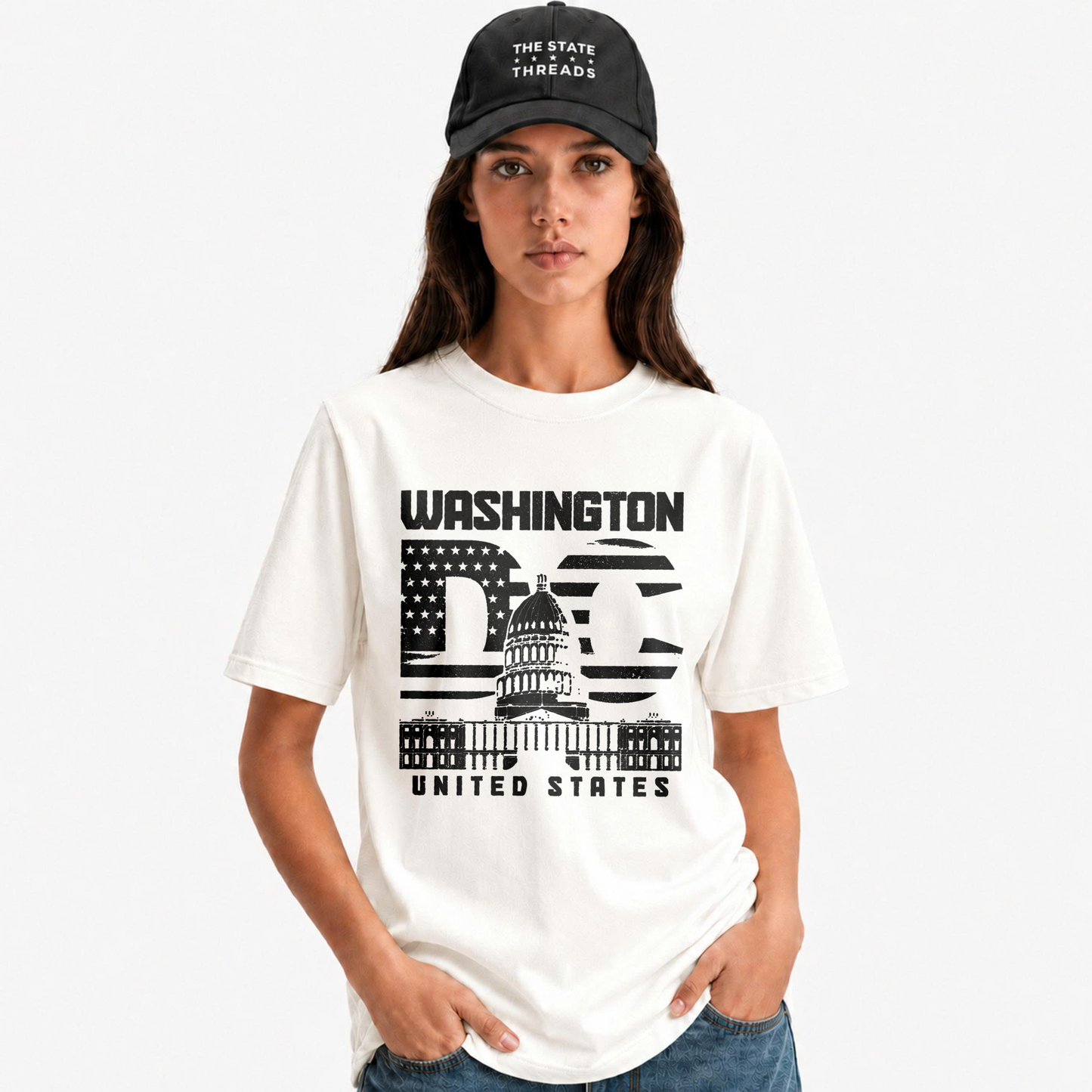 Washington DC Capitol Distressed Flag Shirt