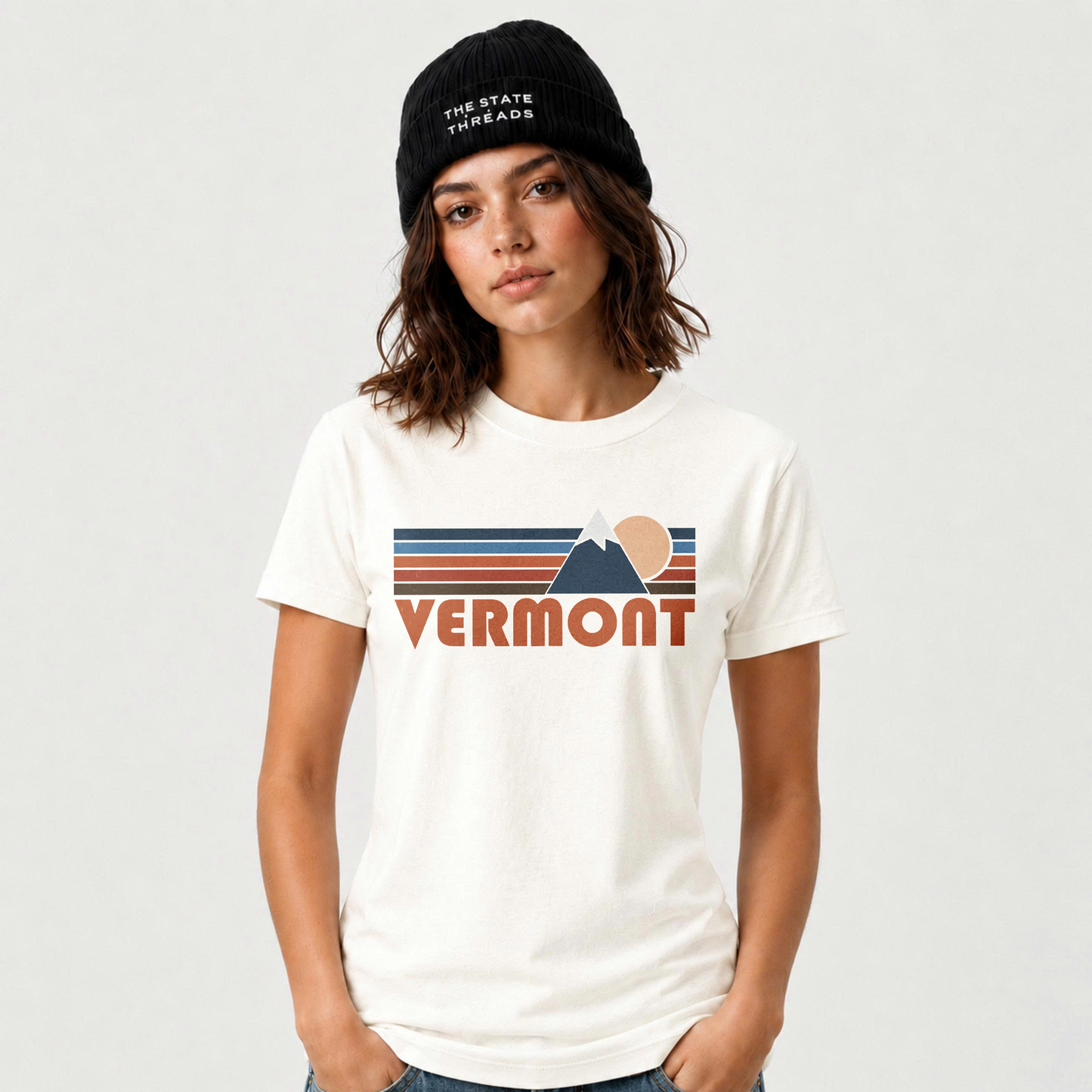 Vermont Green Mountain Retro Sunset Mountain Adventure Shirt