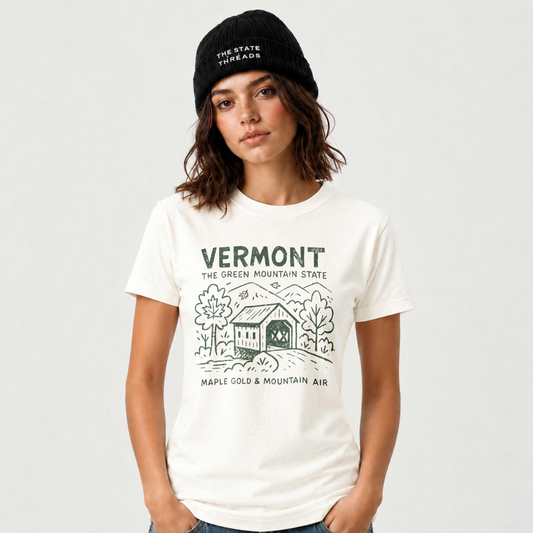 Vermont Green Mountain State Maple Gold Covered Bridge Shirt