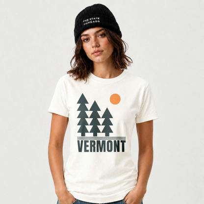 Vermont Minimalist Pine Trees Sun Nature Graphic Shirt