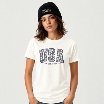 America Floral USA Est 1776 Patriotic Shirt