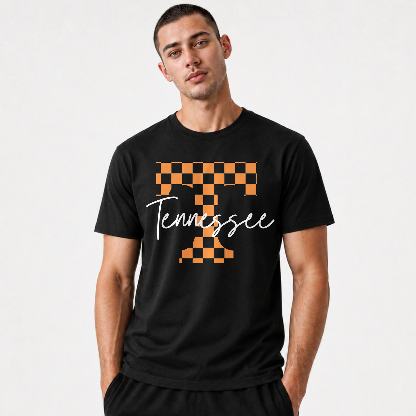 Tennessee Checkerboard Letter T Vintage Script Shirt